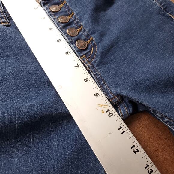 We The Free Exposed Button Fly Bootcut Jeans Wmns 27 Blue Dark Wash Cowgirl Y2K - Picture 10 of 13